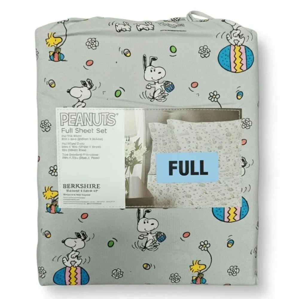 Berkshire Blanket & Home Co. Peanuts Full Sheet Set Pillowcase Flat Fitted Sheet